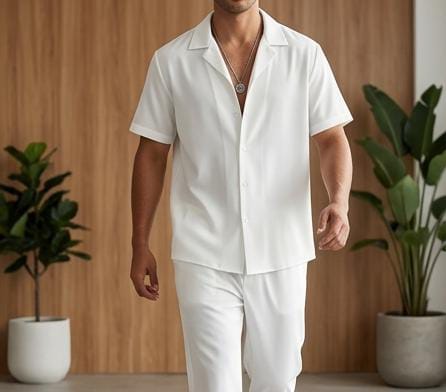 Urban Sophistication: Men's All-Black Cuban Collar Set