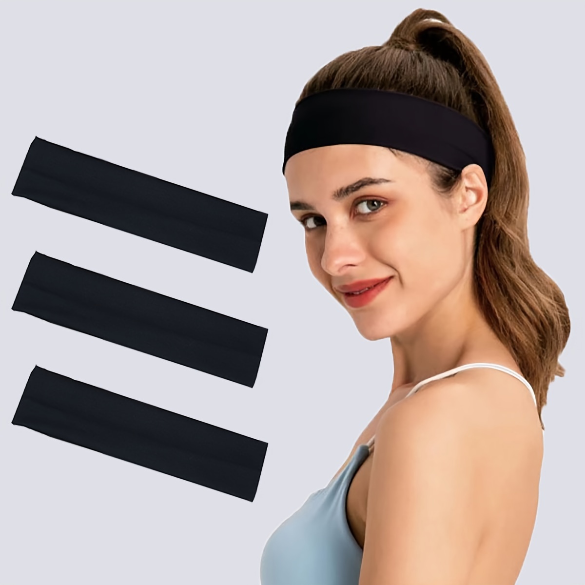 Pack of 2 pcs Fashion Women Sport Yoga Exercise Headband Gym Stretch Headband Sweatband Elastic Cloth Yoga Sport Hairband Hair Hoop