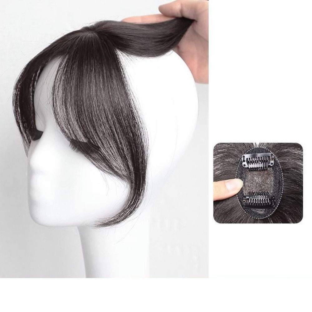 Fashion 3D Natural Bangs Invisible Middle Part False Bangs Synthetic Clip-In Side Fringe Hairpieces Women