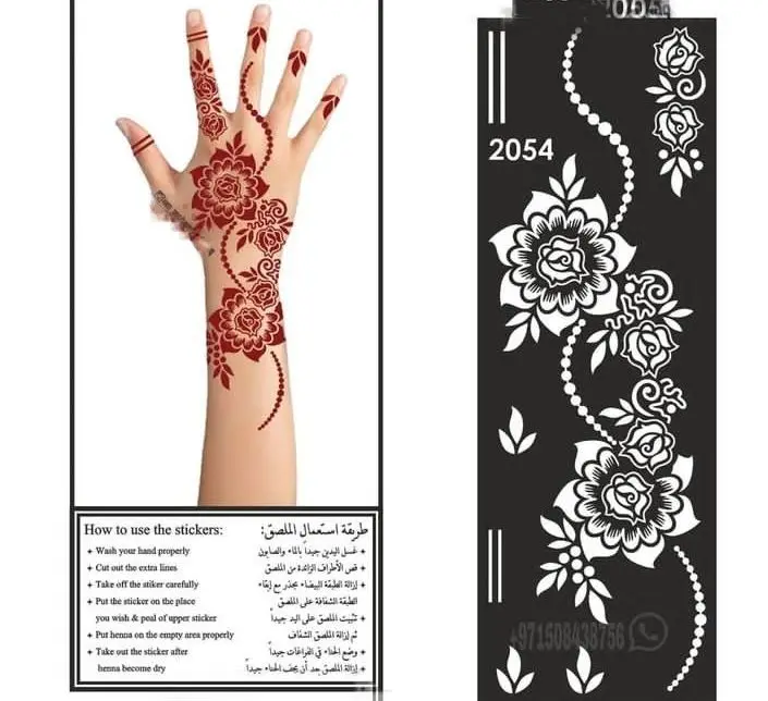 Brown Henna Lace Temporary Tattoos Sticker For Women Mehndi Stickers For  Hand Neck Body Feather Flora Henna Tattoo Waterproof - Temporary Tattoos -  AliExpress