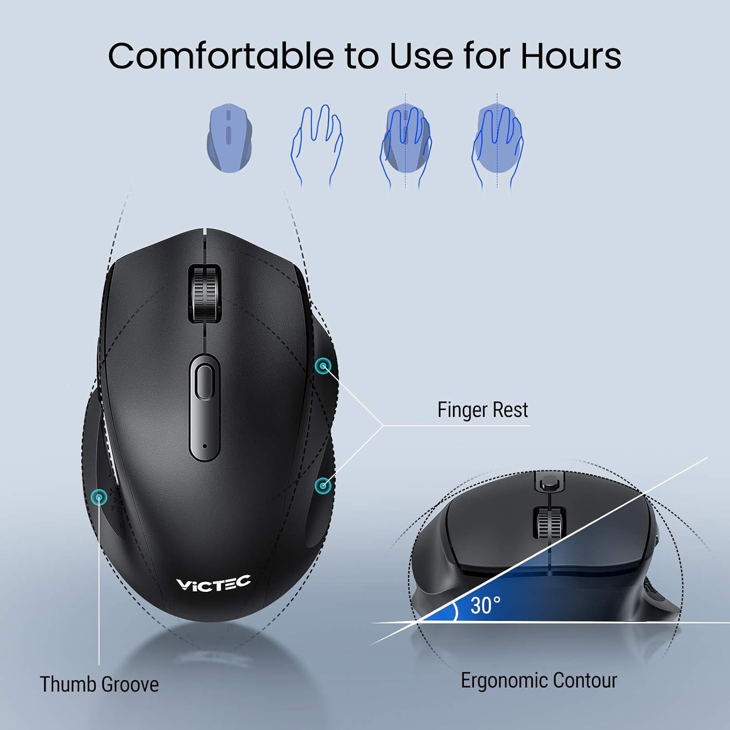 Wireless Mouse ViCTEC Model no:3200 DPI, ergonomic 2.4Ghz