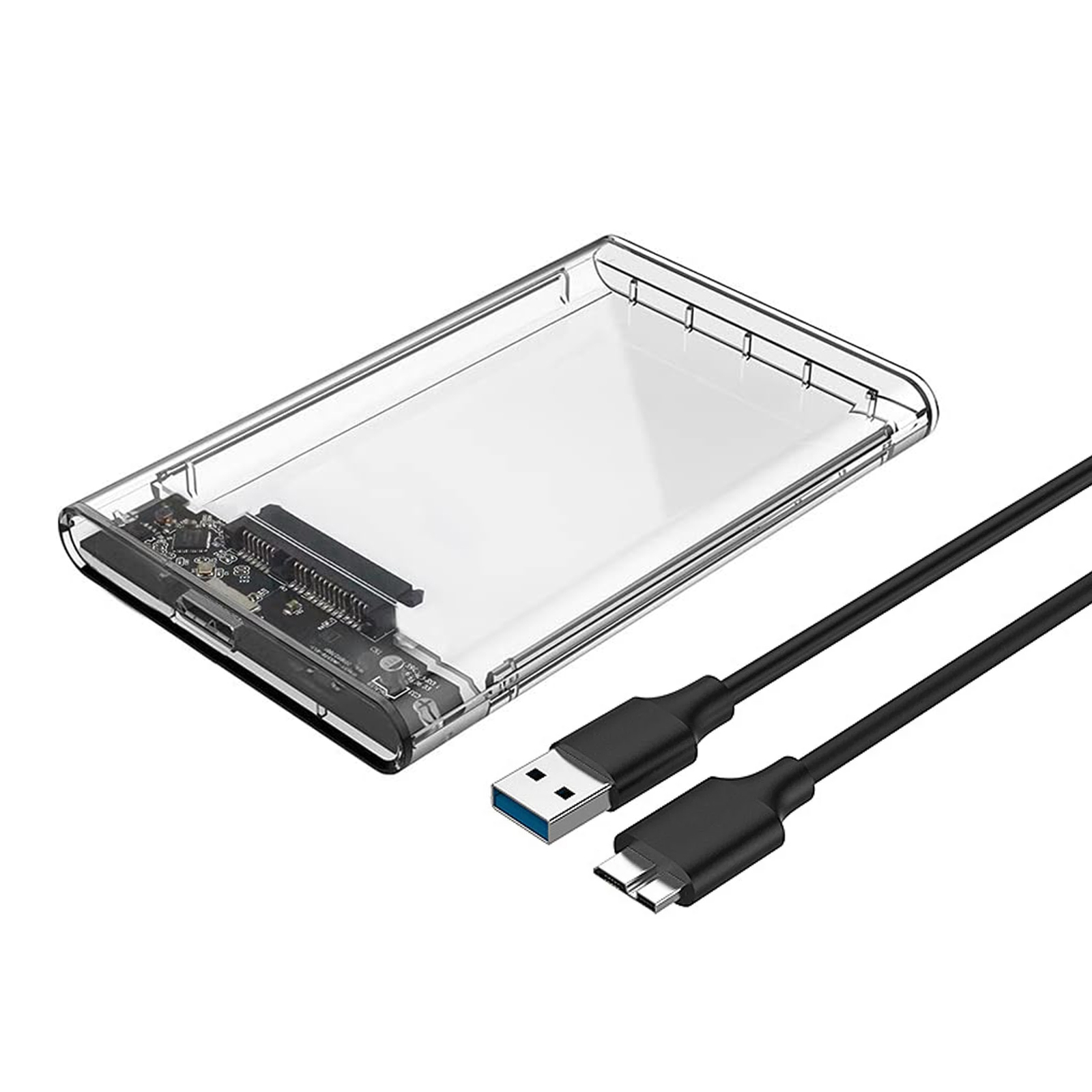 USB 3.0 Portable HDD SSD 2.5" Hardrive External Case Transparent - 2.5" Hard Drive Case 5Gbps High Speed Fast Data Transfer With Cable