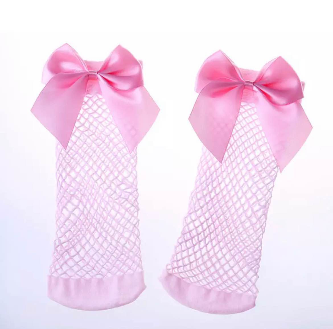 Stretchable Kids Fishnet Bow Socks - Free Size