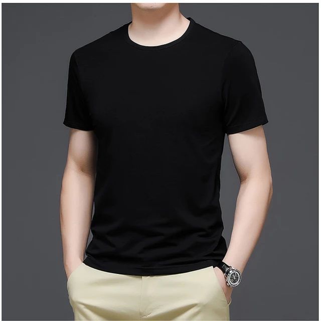 Black and White Men's T Shirts. Short Sleeve. Regular Fit Plain Top T-Shirts
