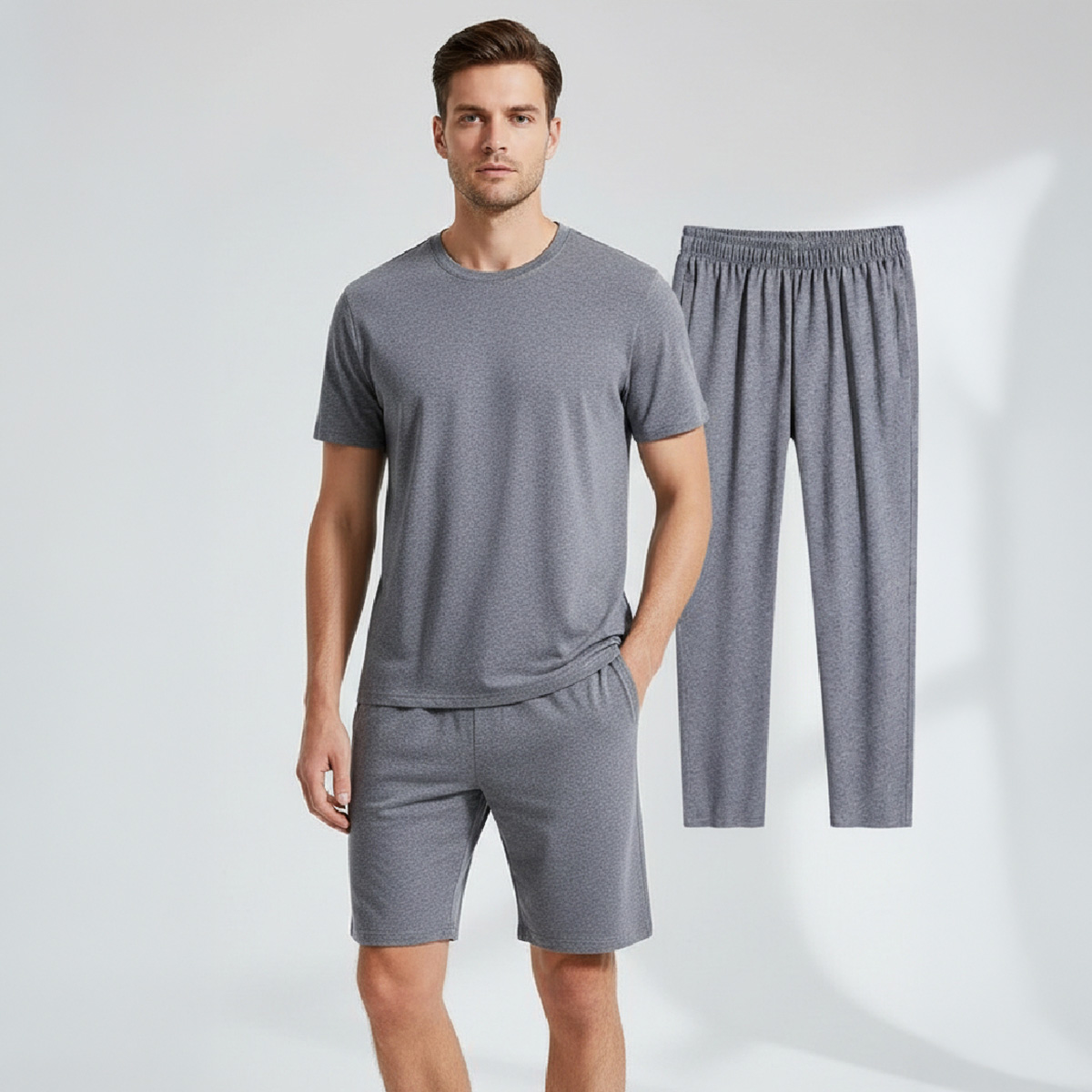 Tracksuit For Men Summer 3 Piece Set French Terry Casual Tracksuit Cooling Anti-Sweat Outfit Multiple color