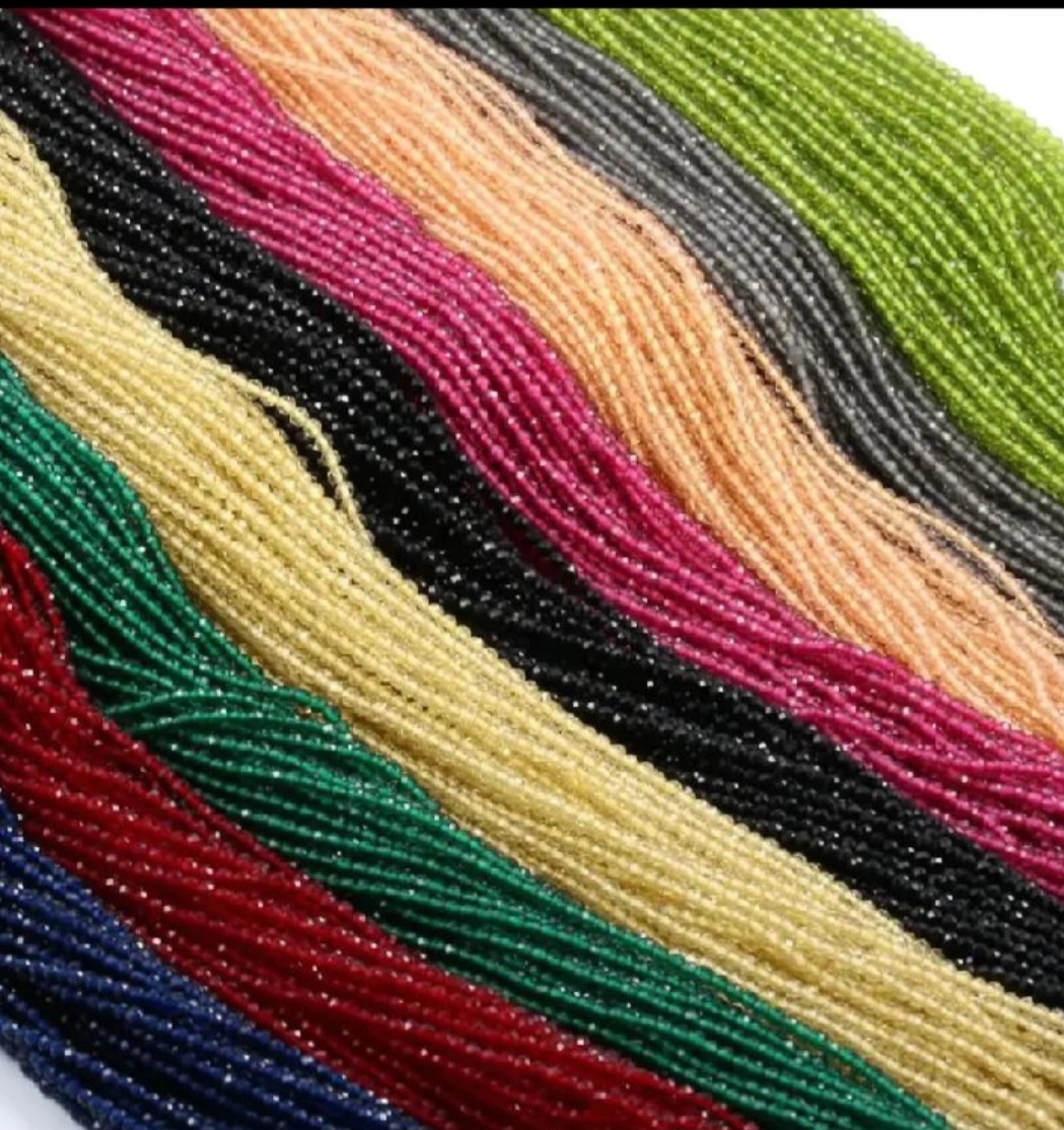 4mm crystal beads 2 strings in different colours used for gajra brecelets making and jewellery.
