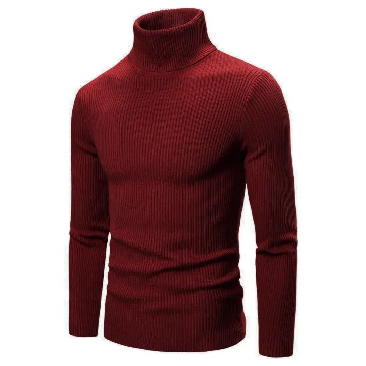 Slim Fit high neck for men and boys for winter warm full sleeves (Marron)