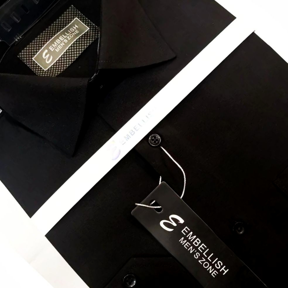 Embellish Imported Fabric (Black) Formal & Casual Wear Shirt For Men(Cotton)