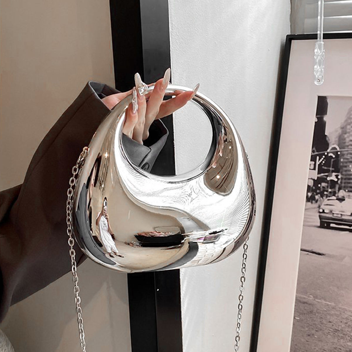 New Designer Moon Shaped Mini Clutch for Women | Moon Purses Young Lady Dinner Handbags | Luxury Evening Handbag | Eid Festival, Party, Wedding & Formal Fashion Purse