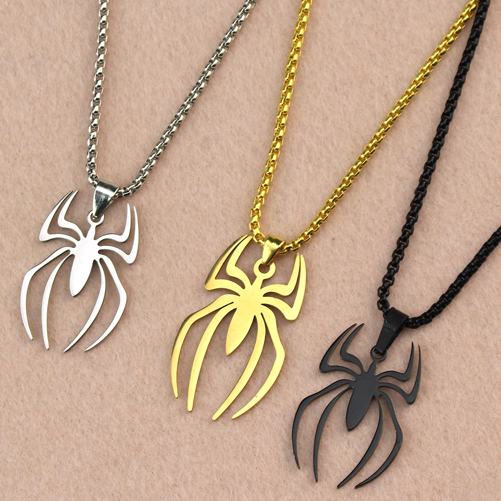 New Gothic Neck Chains Punk Insect Vintage Necklace Men  Hip Hop Spider Pendant Chain Necklaces For Men