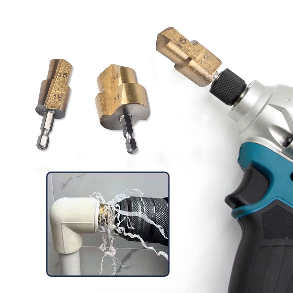Expansion Repair Drill Bit for PPR Water Pipe,3PCS Lifting Stepped Drill for Water Pipe Repair, 1/2" 3/4" 1 inch Pipes 1/4 Multifunctional Hexagon Shank (Metric)