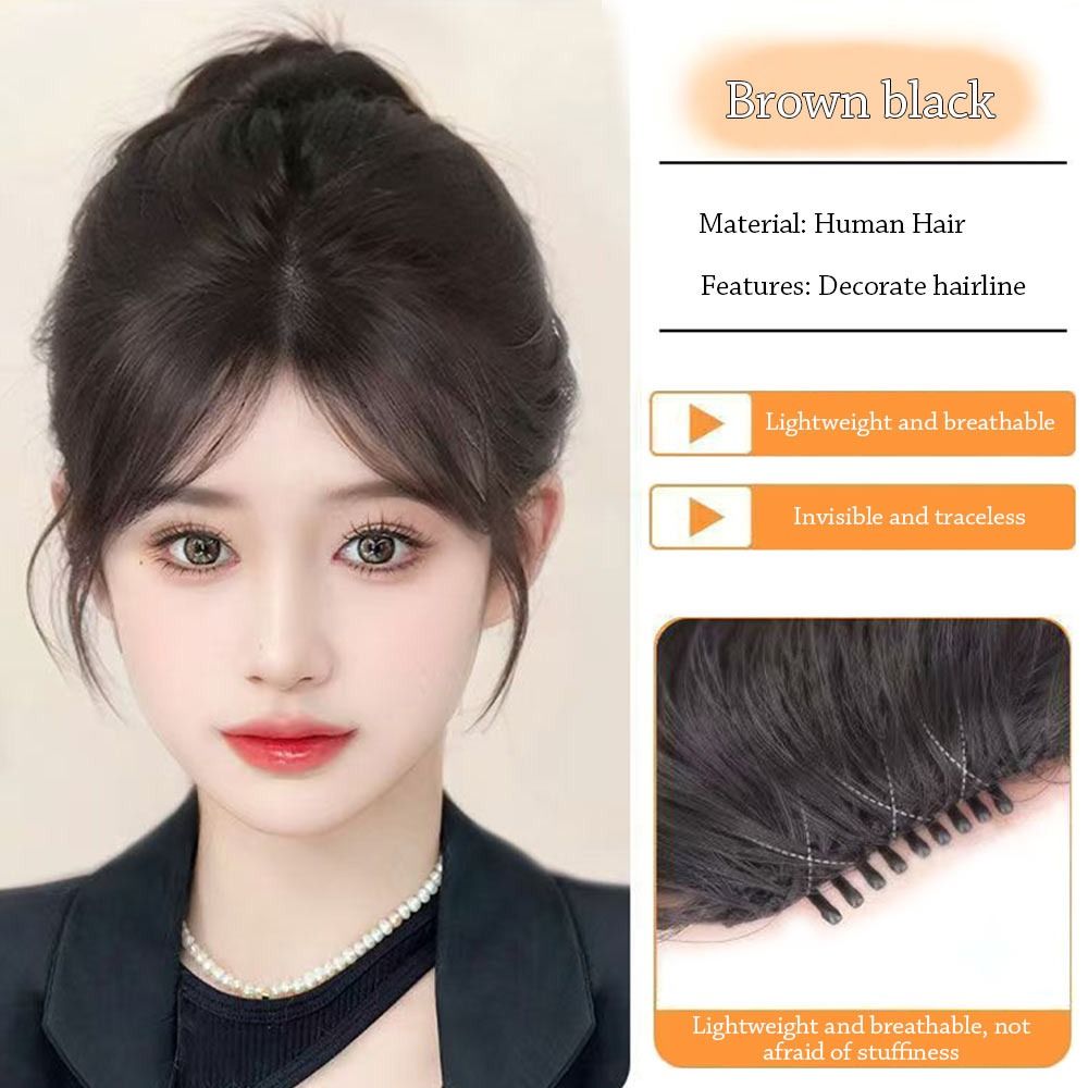 Fashion 3D Natural Bangs Invisible Middle Part False Bangs Synthetic Clip-In Side Fringe Hairpieces Women