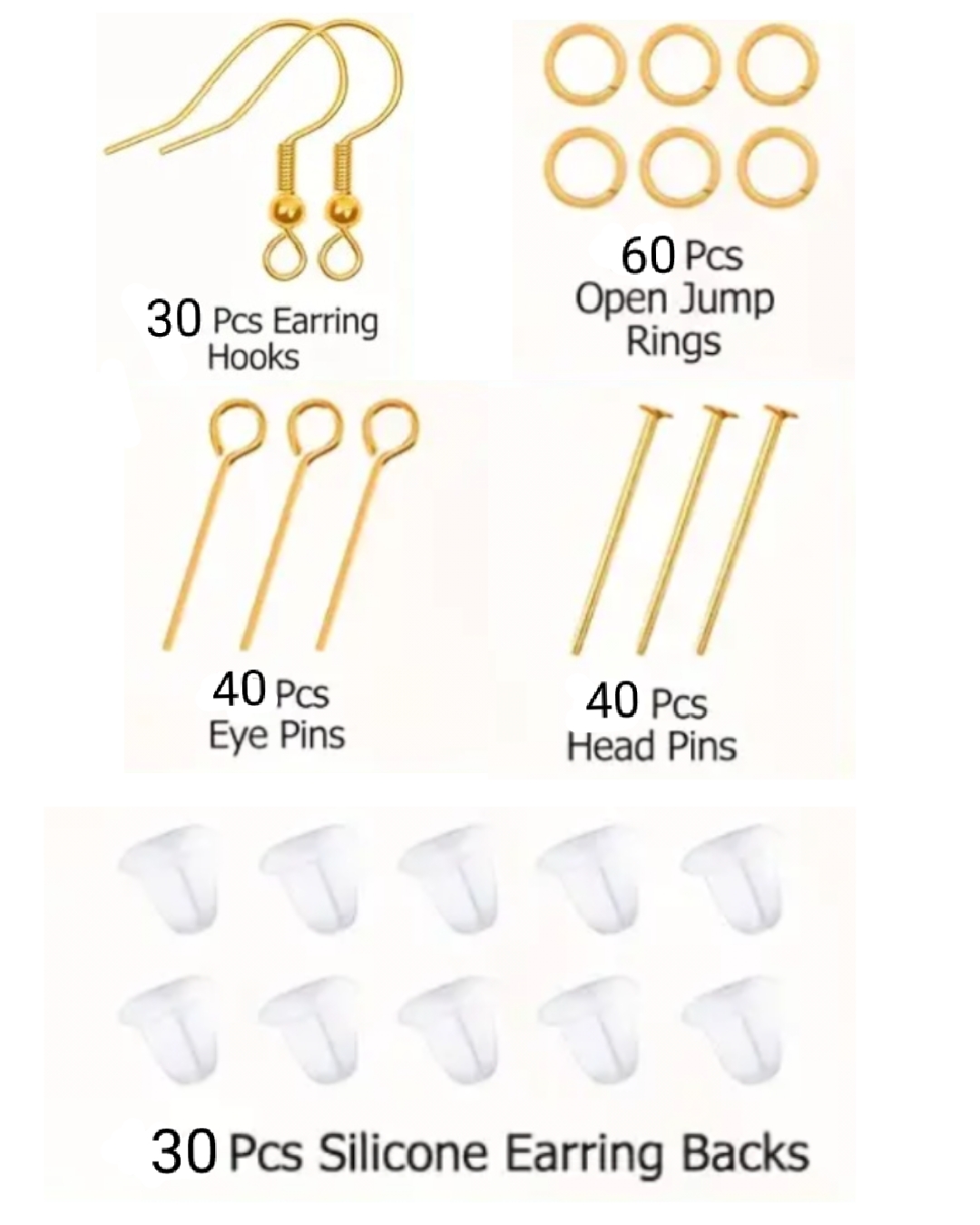 200 Pcs Earring Making Kit for DIY Jewelry – Earring Accessories Set (Golden / Silver),earring making kit, DIY jewelry kit, jewelry making supplies, earring accessories set, silver earring kit, golden jewelry findings, earring hooks and pins