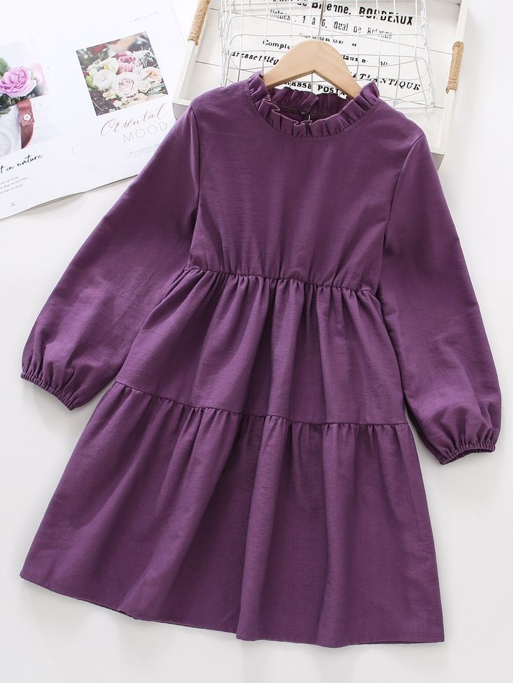 3-Layer Frill Linen Shirt for Girls/Women - Long Sleeve Casual Top