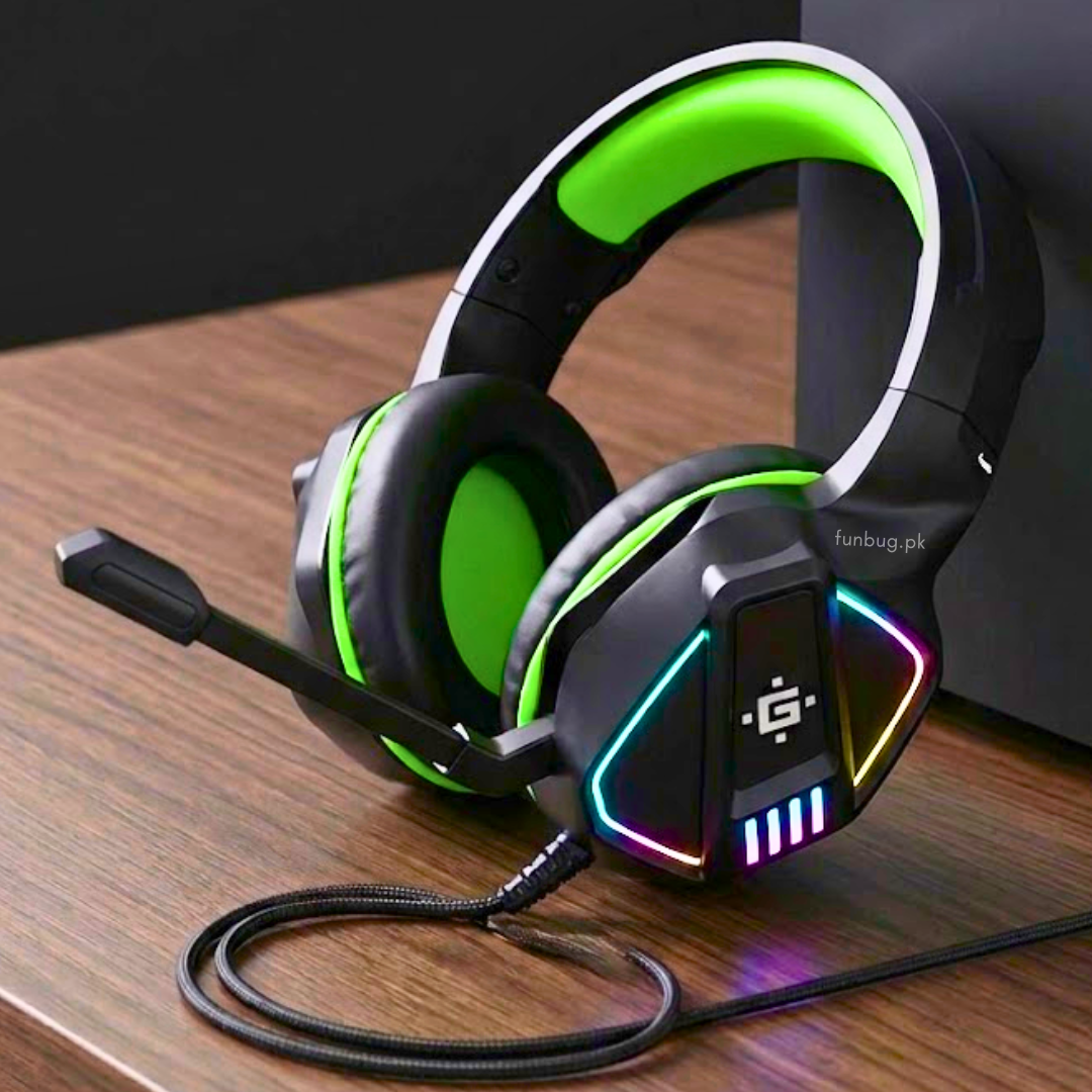 【Professional】 G60 Gaming Headphones Rgb with Mic for PC, Pubg Mobile, PS4, Laptop - 360 Surround Sound Super Bass Vibration Over the Ear Wired Head Phones Headset for Gaming with Noise Cancelling Micophone - By FunBug