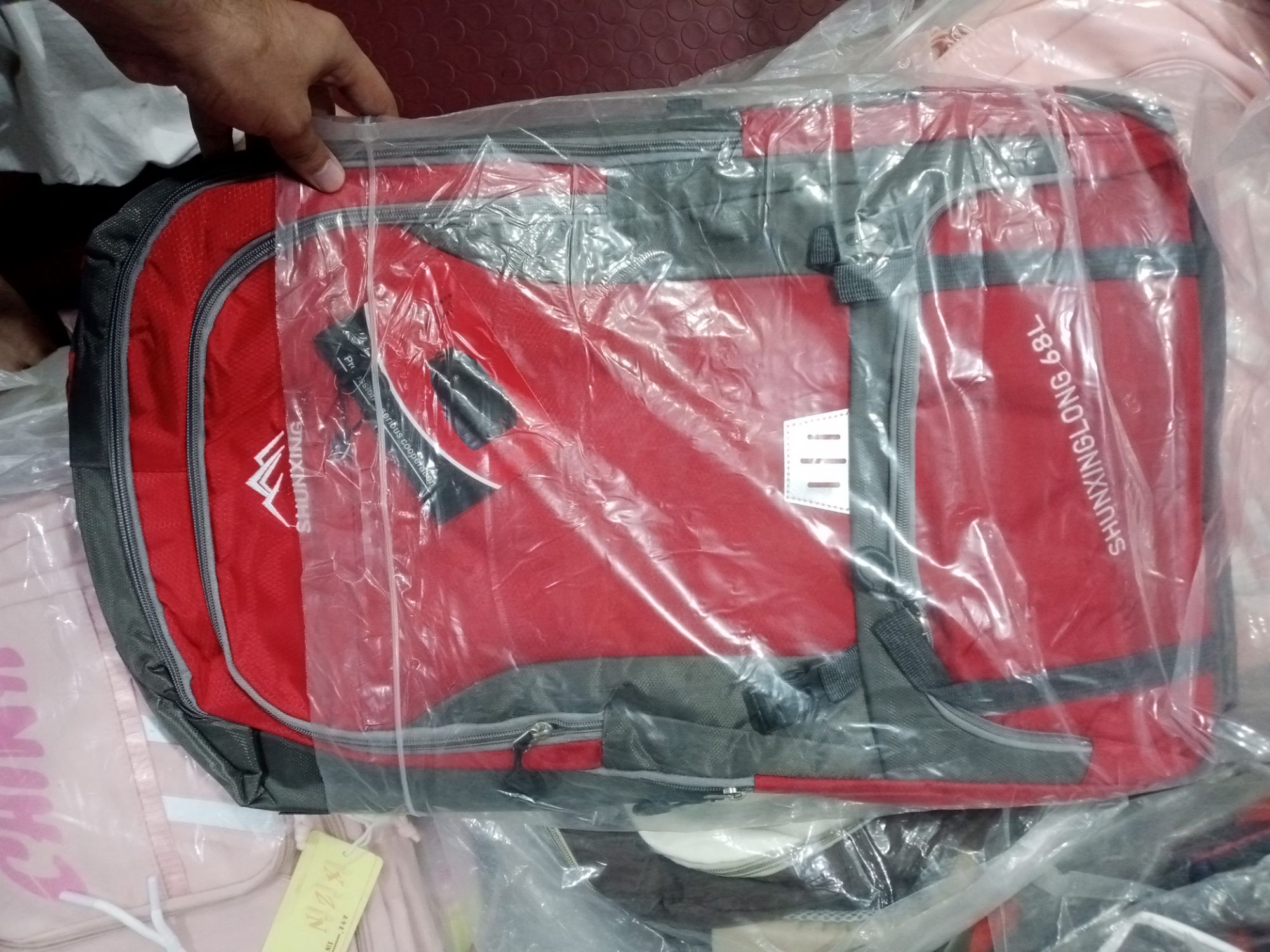 50L Large Capacity Travel Backpack | Hiking Camping Bag | Waterproof Sports Backpack with Chest Strap | Black & Red