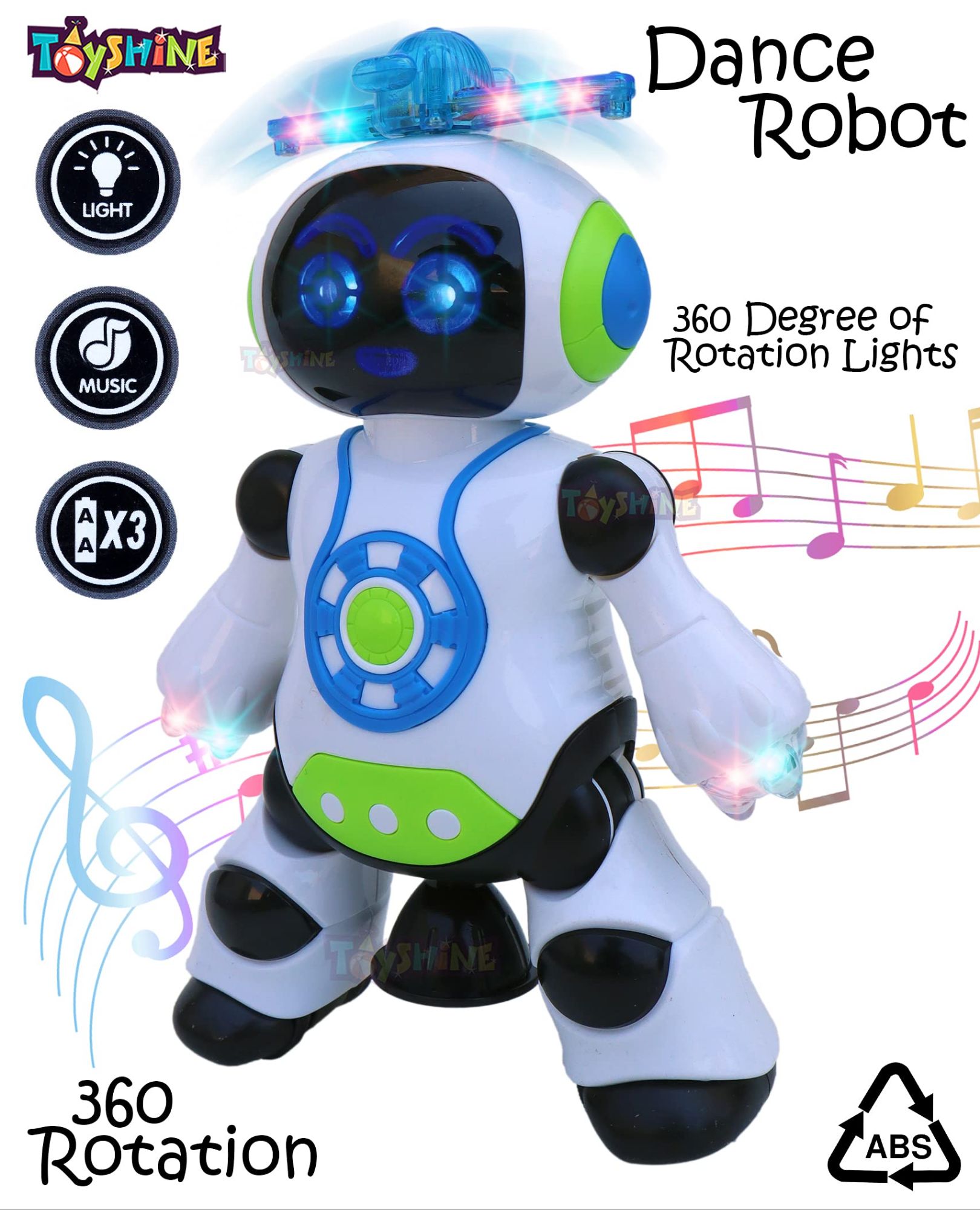 Toyshine Electro Dancing Robot with 3D Lights and Music, Multi Color