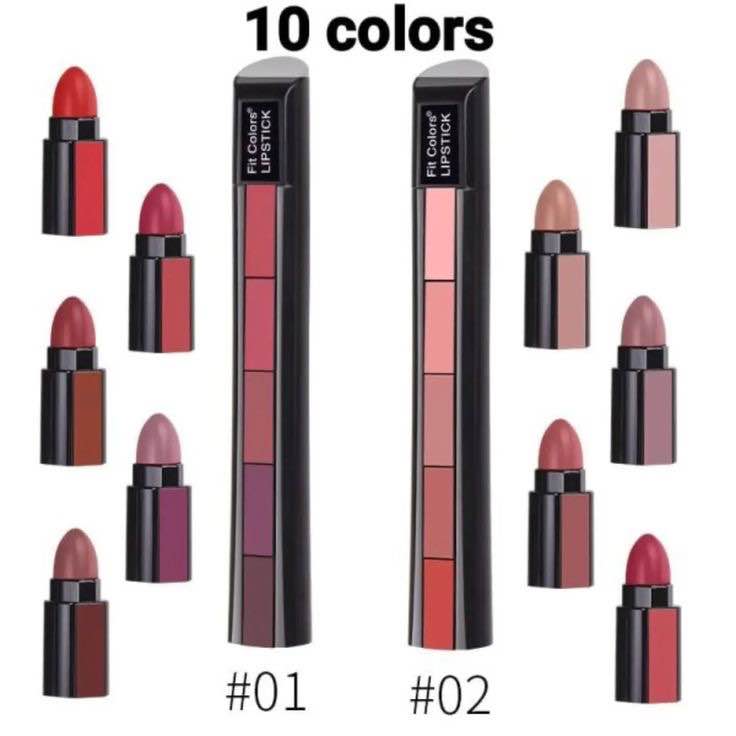 Five in one lipsticks adjustable, beautiful colors semi permanent