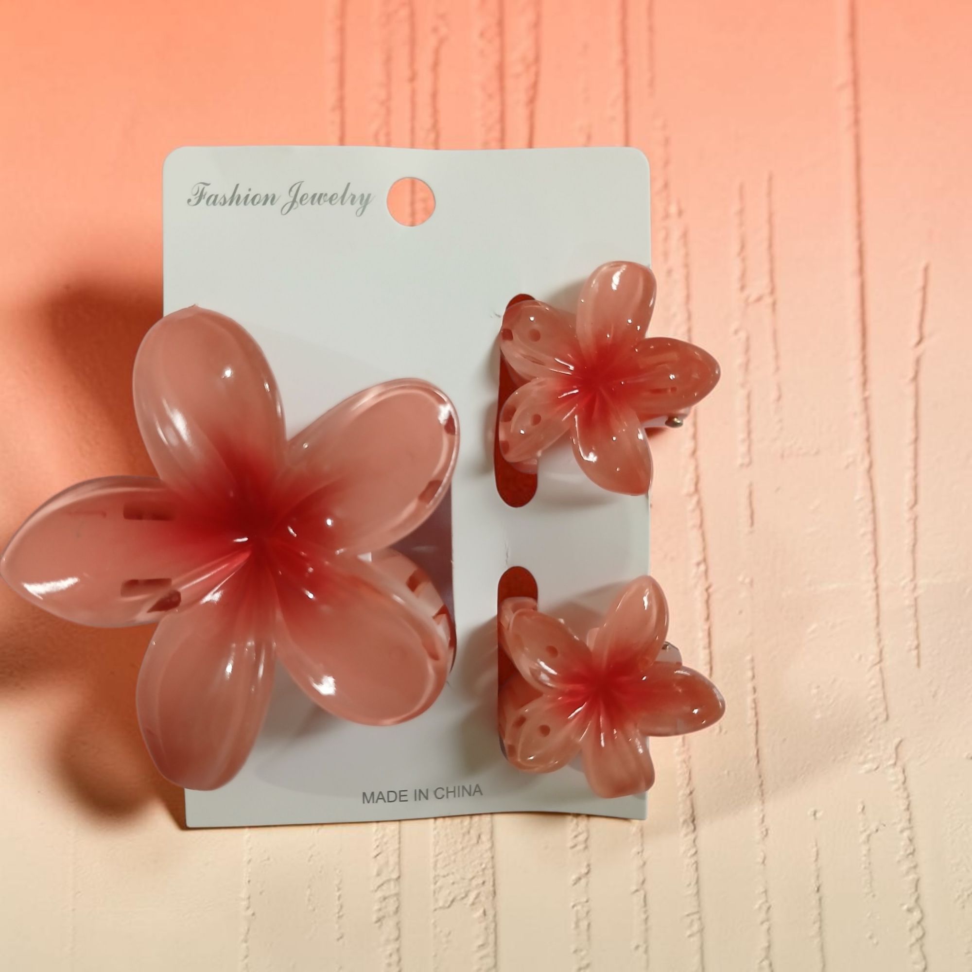 Flower Hair Claw Clip Set for Women & Girls – 3 Pcs Hair Clip Set – Large & Mini Floral Hair Claws – 6 Colour Variants