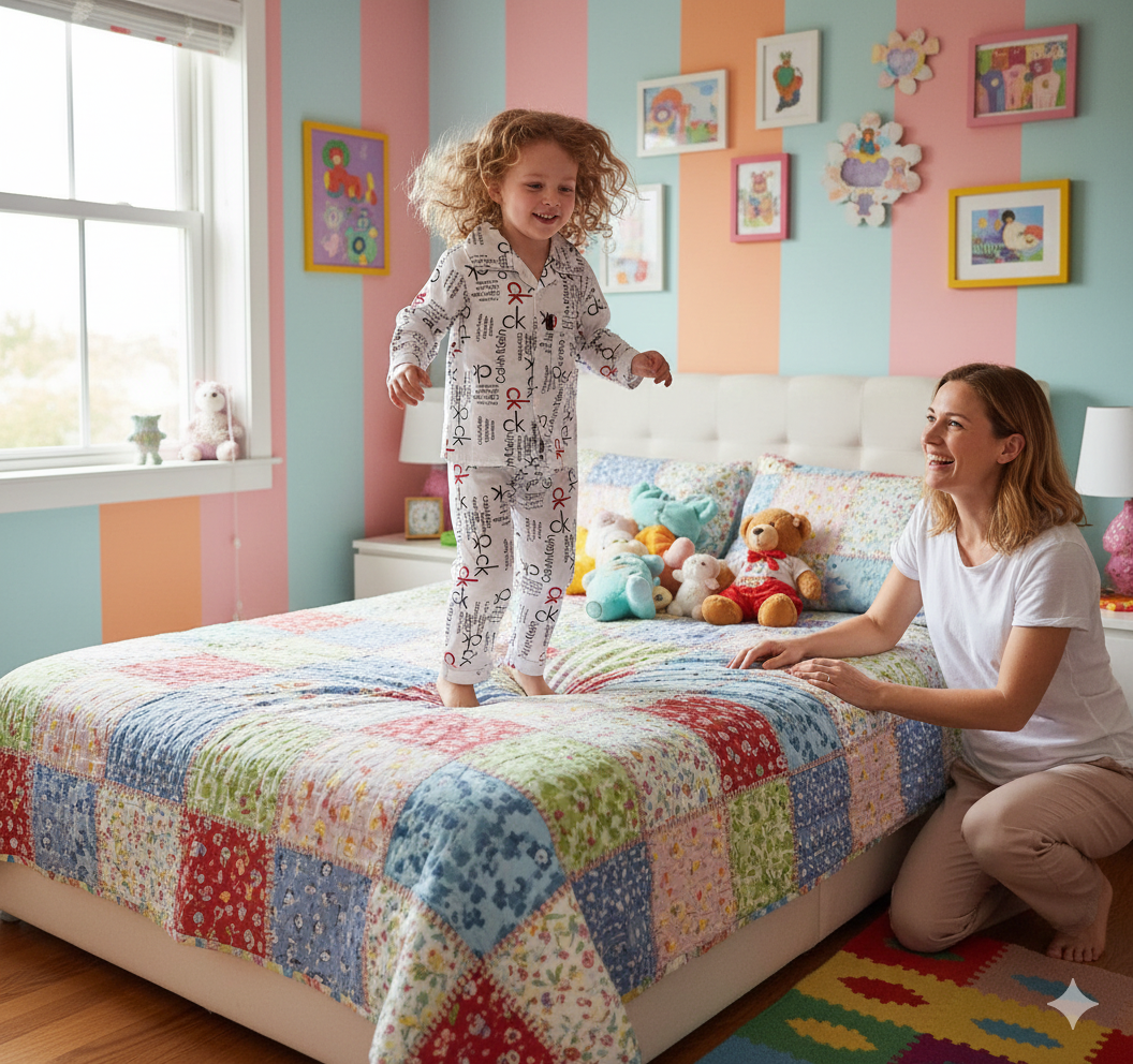 Kids Cotton Nightwear Set with Button-Down Collar - Assorted Patterns for Boys & Girls