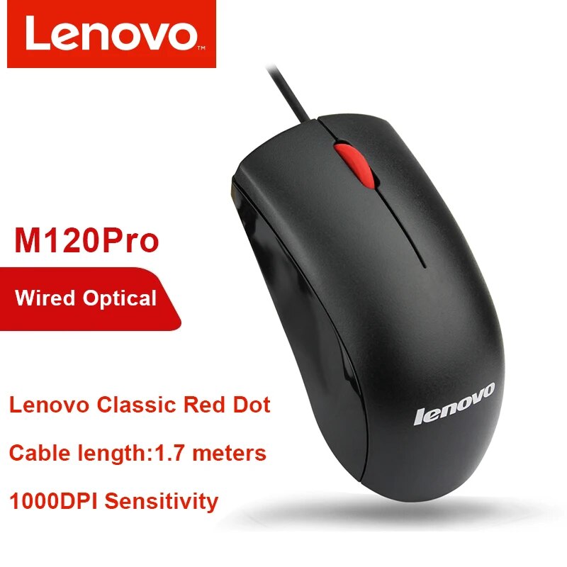 Lenovo M120Pro USB Optical Wired Mouse/1000DPI Original Branded Mouse