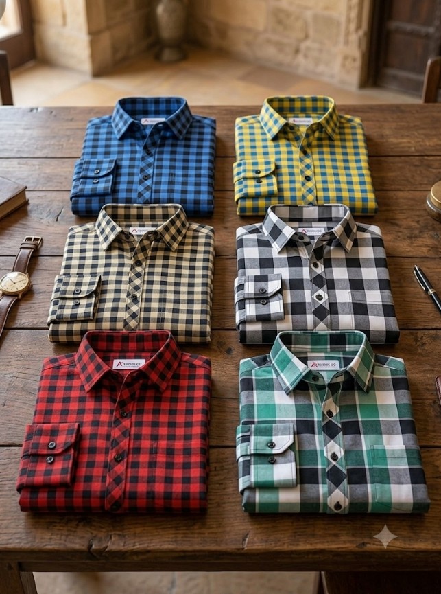 Ansari Bros Premium Men's Shirt Slim Fit – Stylish Formal & Casual check PC fabric Shirt for Men – Latest Trend Men's Shirt