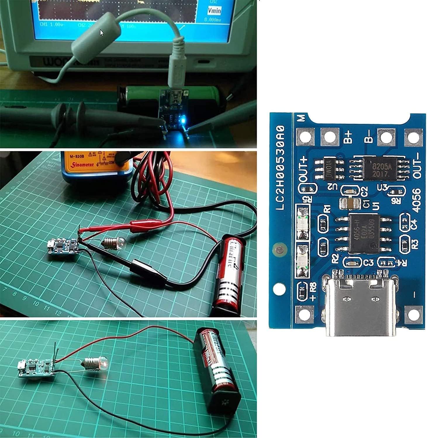 TP4056 Type-C / Micro-USB 5V 1A 18650 Lithium Battery Charger Module Li-ion Charging Board with Dual Protection Functions