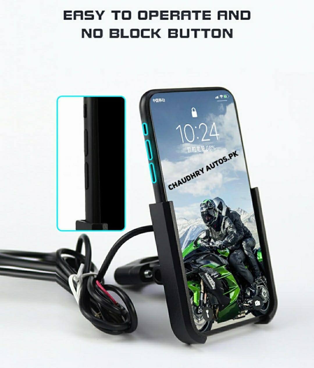 MOBILE HOLDER WITH CHARGER ALUMINIUM BODY