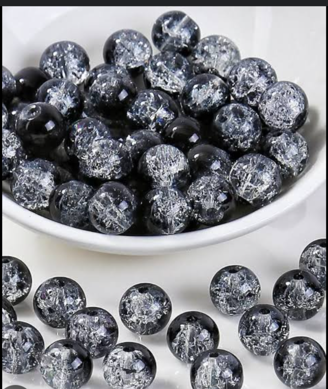 black and white double shade cracked 8mm glass beads for jewelry making/  DIY accessories