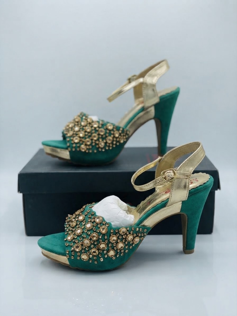 fancy Green heel sandal