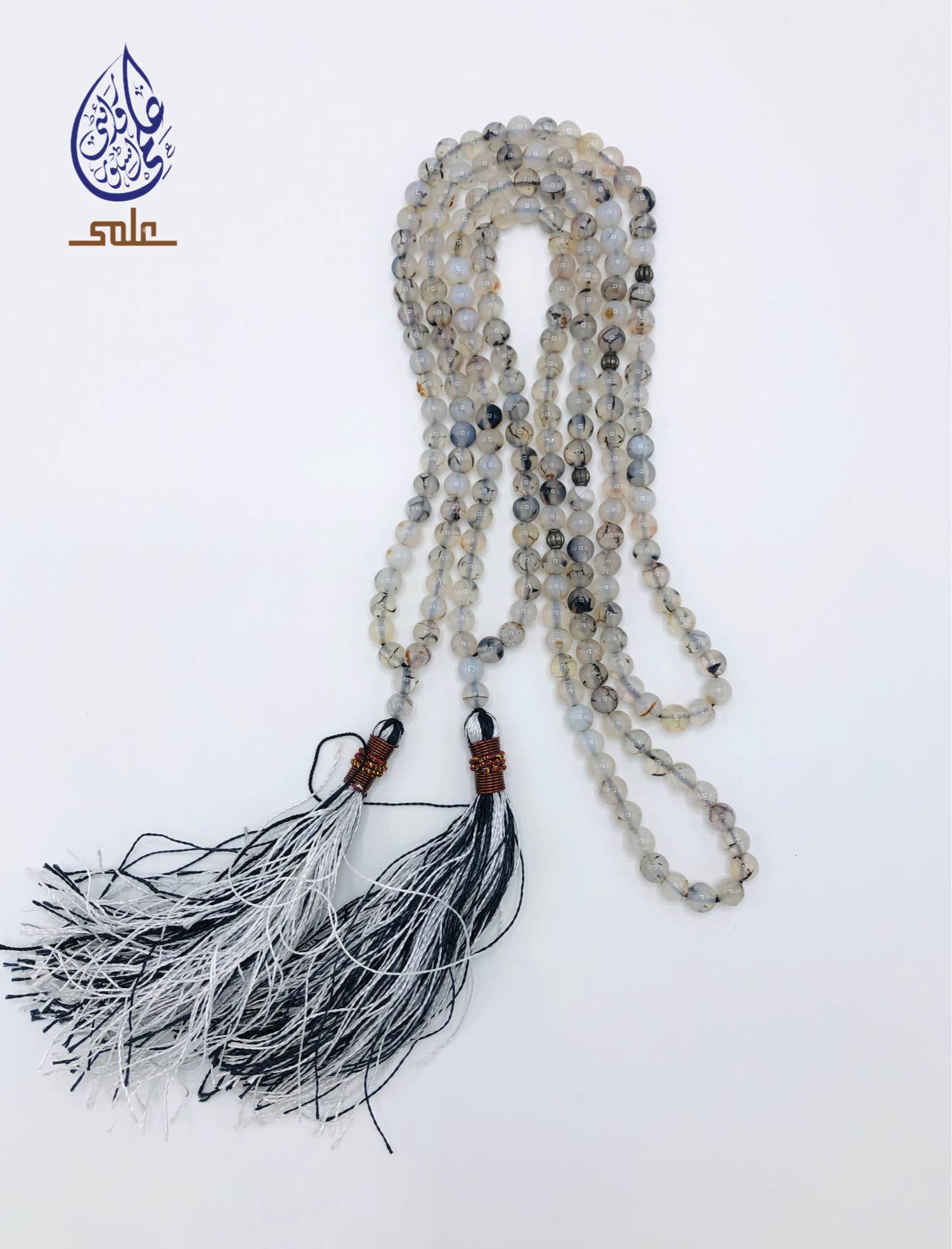Premium 6mm 100 Beads Tasbeeh | Shajri Aqeeq White Agate Stone Prayer Beads | Islamic Rosary Misbah Subha for Dhikr & Salah | Elegant Handmade Tasbih for Zikr | Durable Spiritual Beads | Gift for Muslim