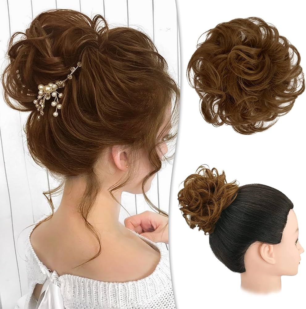 Light Brown Hair Jura Extension Big Hair Volumizer Bun Extension For Women And Girls Natural Look Hair Poni For Bridal Party And Daily Wear Soft Synthetic Hair Extension For Elegant Hairstyles Long Lasting Jura Hair Styling Accessory