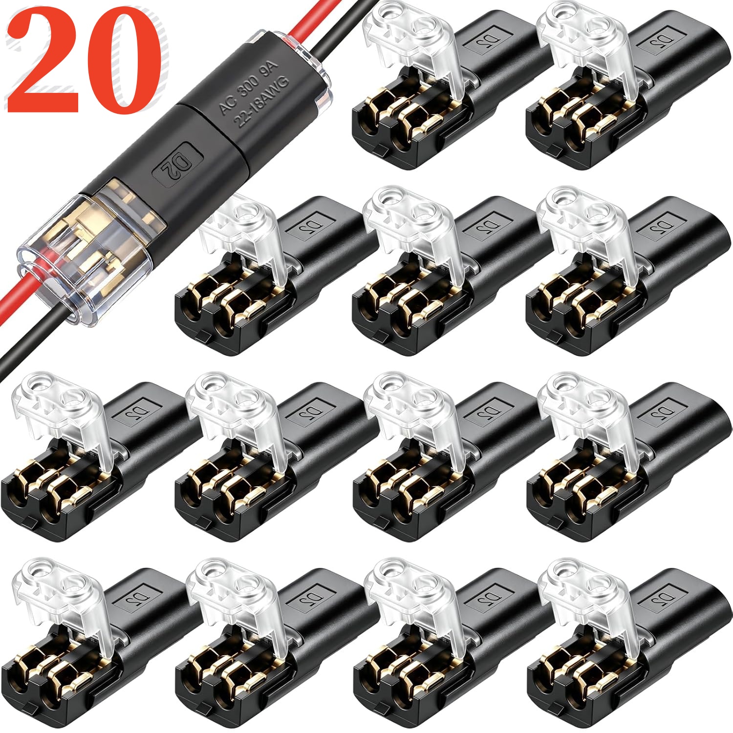 10/20/50pcs Double Wire Plug In Connector,2 Pin Way Plug Car Waterproof Electrical Connector Wire Cable Automotive