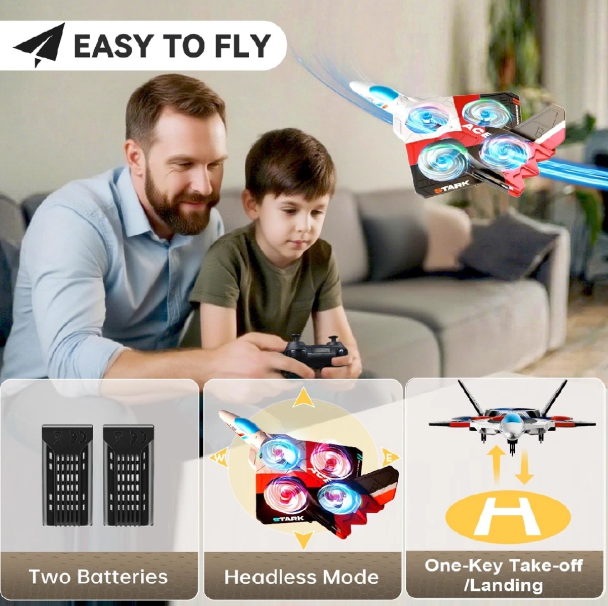 Fighter Jet Remote Control Airplane Toy for Kids | RC Fighter Jet Plane with Lights & Long Range | 360 Flip Stunt Roll & Rechargeable Remote Control Aircraft