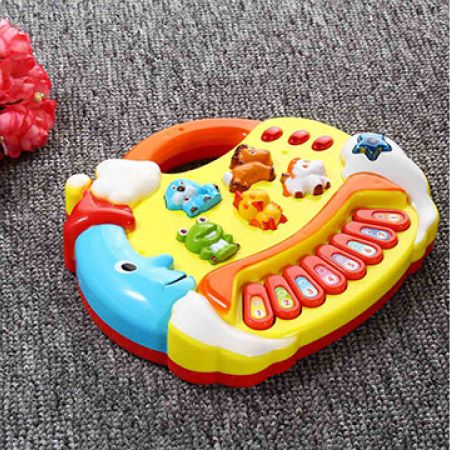 SUPER TOY Plastic Musical Piano Toy with Animal Sound for Kids (Multicolor) (Without Battery)
