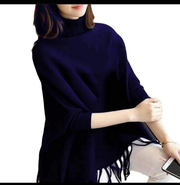 Navy Blue Winter Poncho