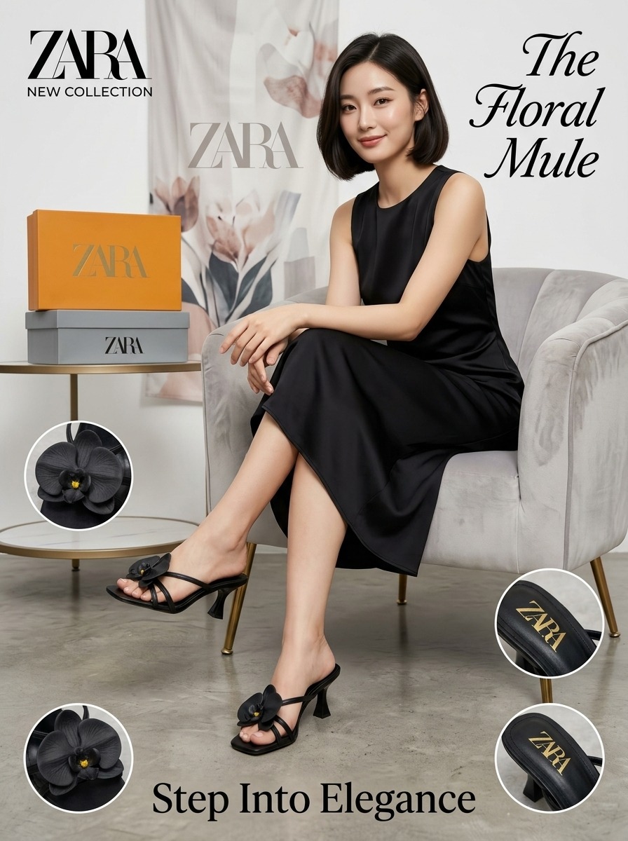 New Style Zara Flowers Heels For Girls&Women