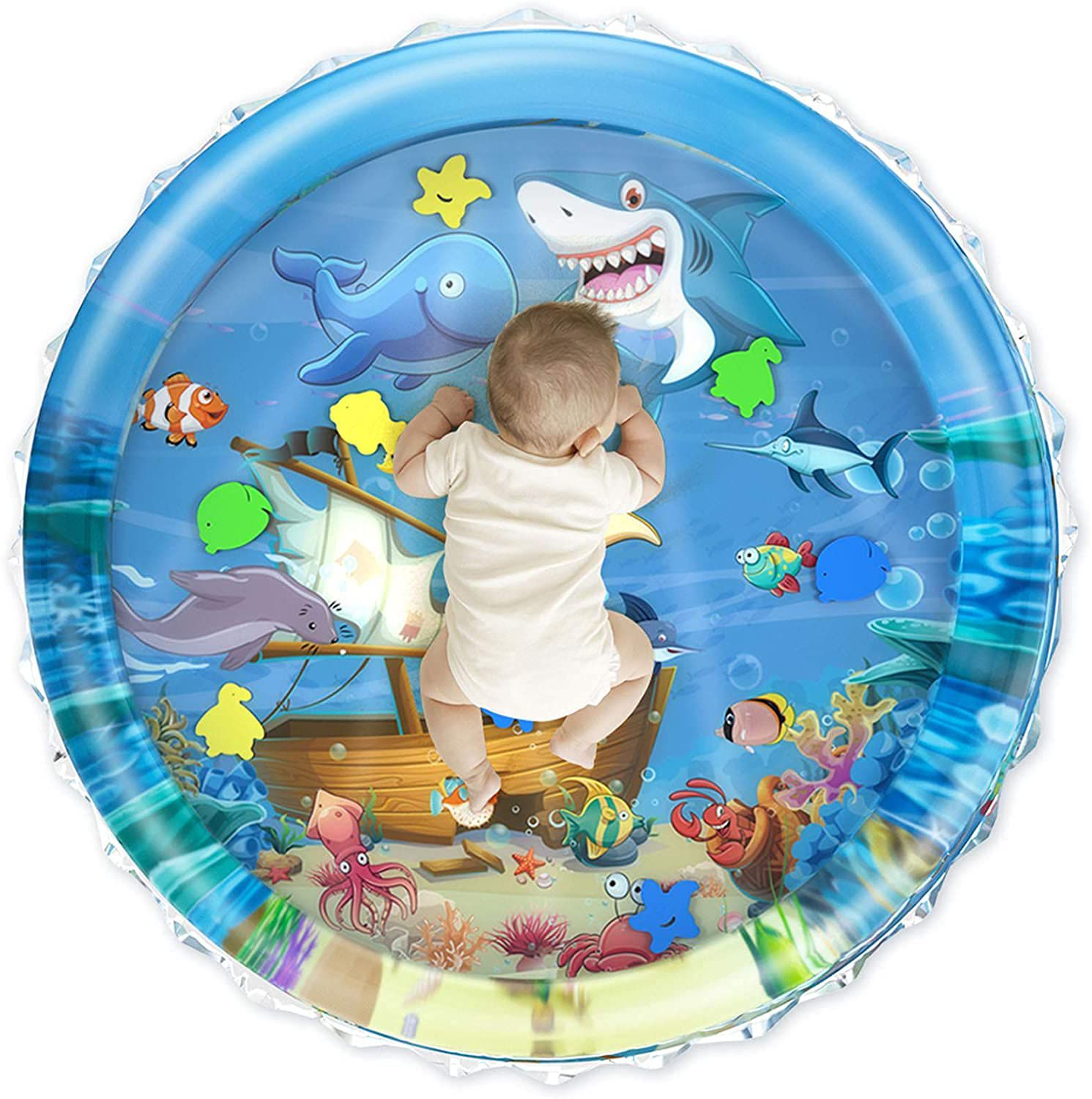 Round Baby Kids Water Play Mat Toys Inflatable Tummy Time Water Play Mat and Toddlers Perfect Fun Activity Inflatable Mat,Outdoor Water Play Mat for Baby