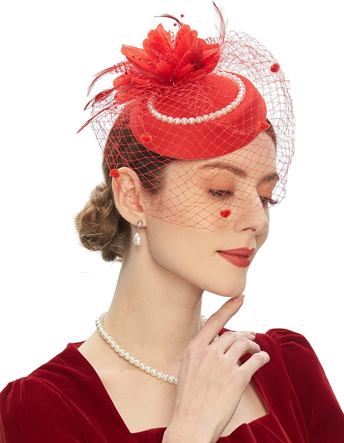Elegant Fascinators For Women Charming Mesh Feather Headderss Cocktail Tea Party Hairbands Civil Wedding Hat Hair Accessories