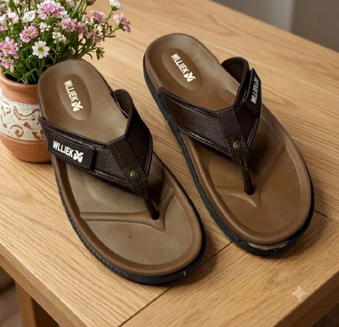 Slippers for Men Casual Flip Flops | Comfortable Soft Sole Men's Chappal | Non-Slip Summer Sandals | Lightweight Beach & Daily Wear Slippers Brown
