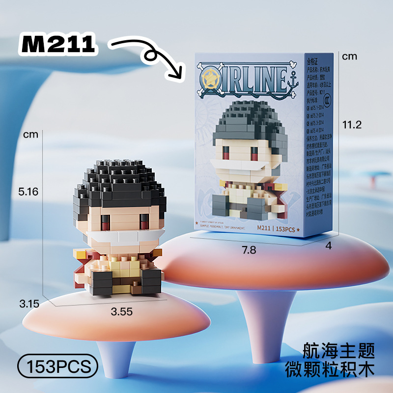 ONE PIECE Sun God Nika Luffy Micro Building Block Chopper Ace Buggy 3D Anime Model Assembly Mini Bricks Figure Toys For