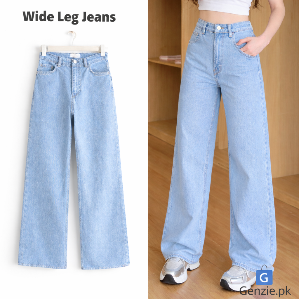 High Waist Wide Leg Jeans for Girls and  Women – Stylish Loose Fit Denim Pants – Light Blue Baggy Jeans for Girls – Casual Trendy Streetwear
