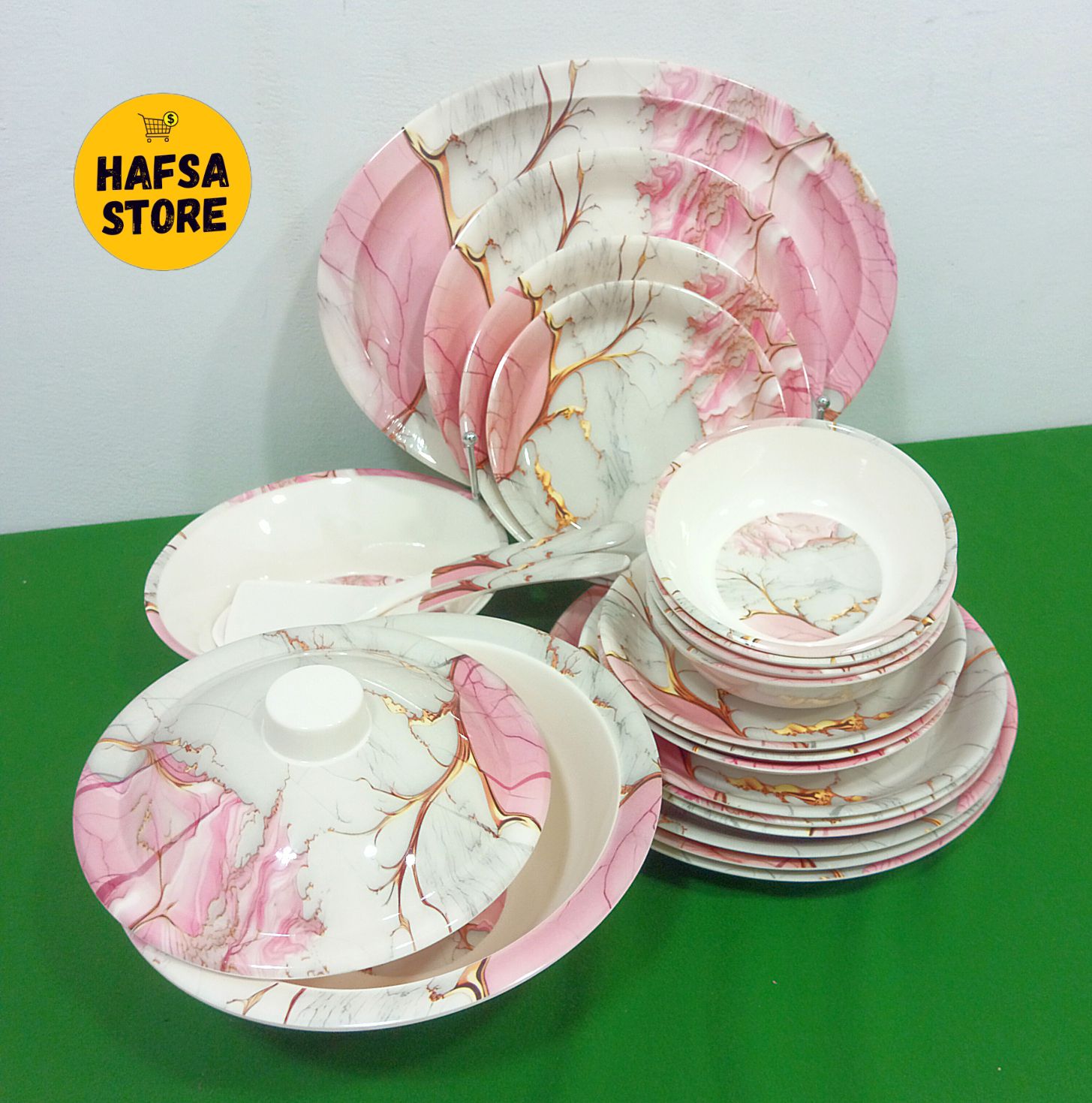 New Stylish Pack Of 24Pcs Dinner Set Melamine Double Glaze High Quality