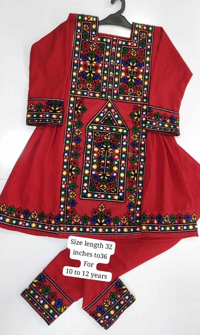 girls Balochi ghagha Frocks kundi work