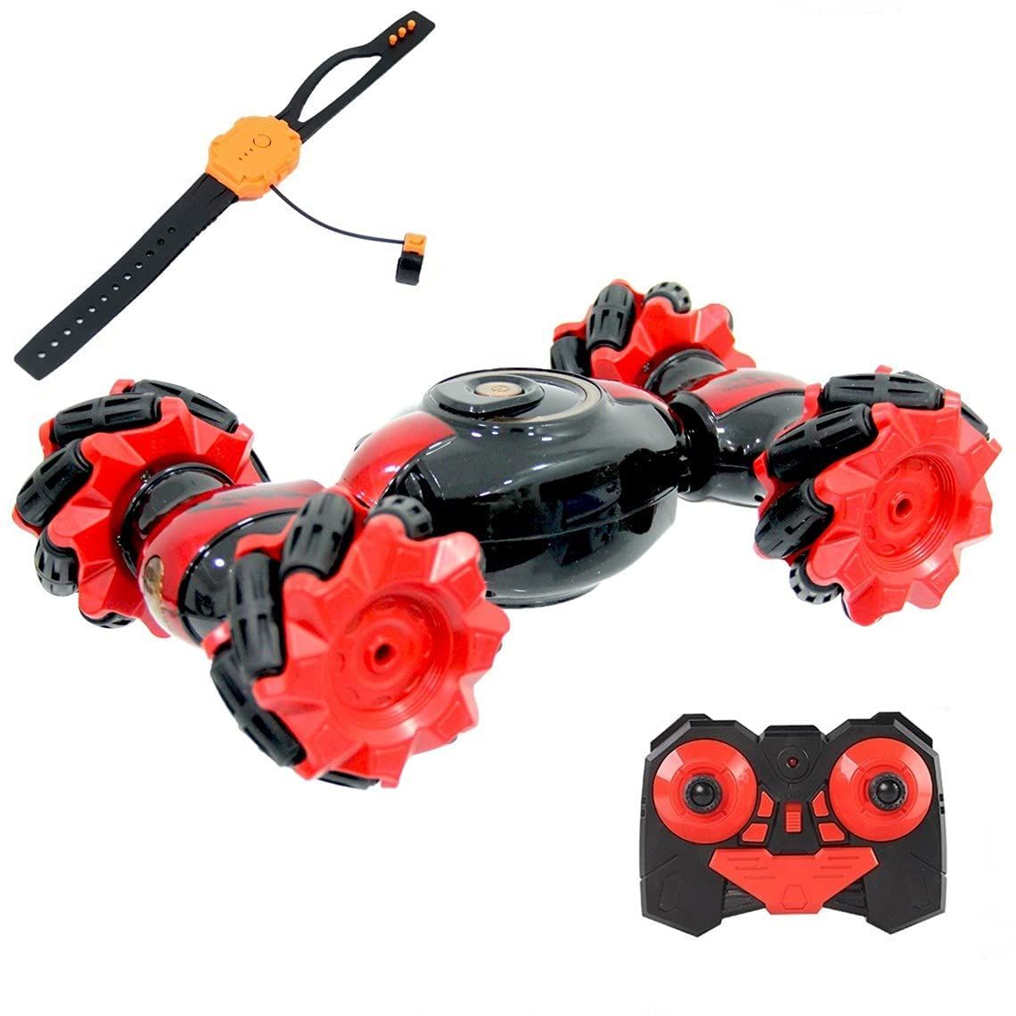 RC Stunt Car, 2.4GHz 4WD Remote Control Gesture Car Sensor Toy, Double Sided Rotating Off Road Vehicle 360° Flips with Lights Music, for Boys & Girls, Multi