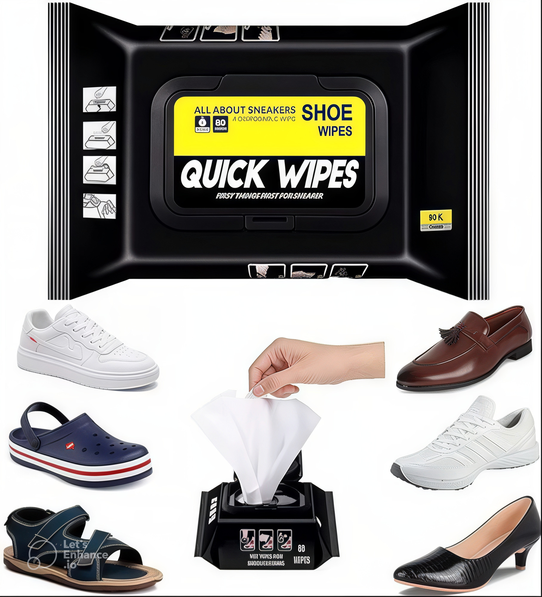 Shoe Cleaner Wipes, Shoe Wipes Shoe Sneaker Wipes Cleaner White Shoe Quick Wipes, 2 in 1 Multipurpose Sneaker Wipes No Wash Sports Shoes (No Color Choice)