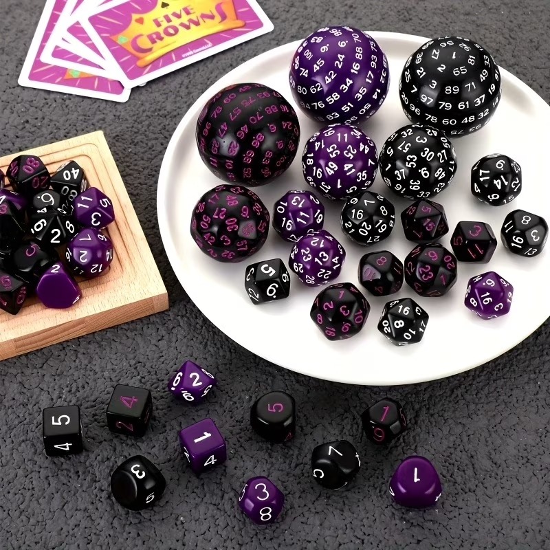 DND Polyhedron D3-D100 Dice Set (15 Pieces) for Roleplaying Tabletop Game with Drawstring Pouch