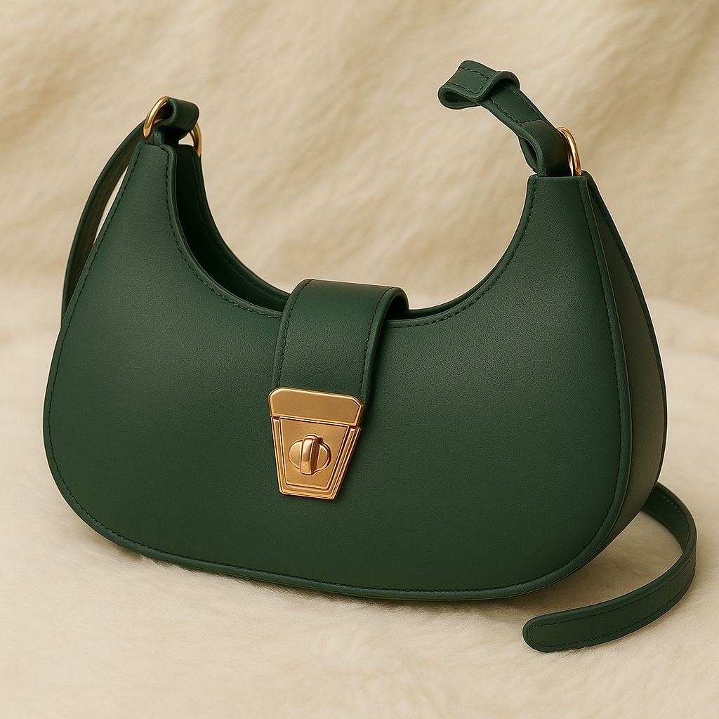 Women’s Hobo Handbag – Stylish Faux Leather Shoulder Bag with Gold Turn-Lock & Large Capacity