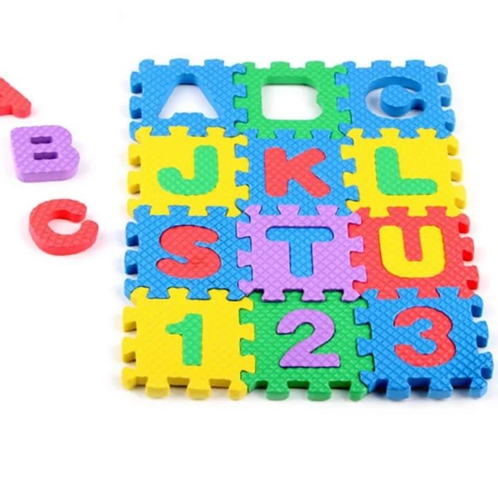 Kids Learning EVA Foam Puzzle Mat 36 Pcs Set – Alphabet & Number Interlocking Floor Play Mat for Children
