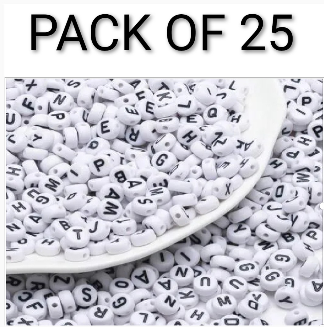 100 Pieces | Mixed White Round Alphabets Beads | Used in Making DIY Jewelry and Accessories beads for jewelry bracelets making A01